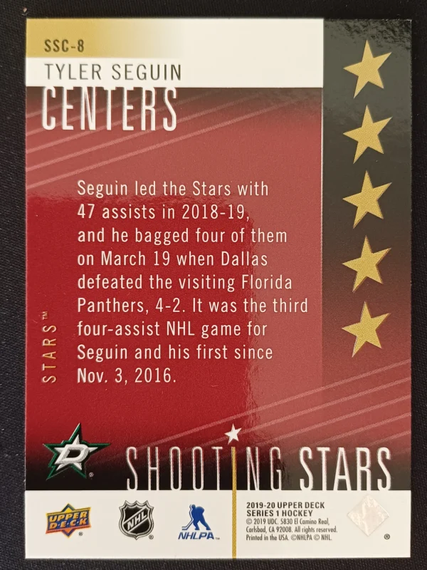 2019/2020 Upper Deck Series 1 Shooting Stars Centers Red SSC-8 Tyler Seguin Inzert | Paralel - Image 2