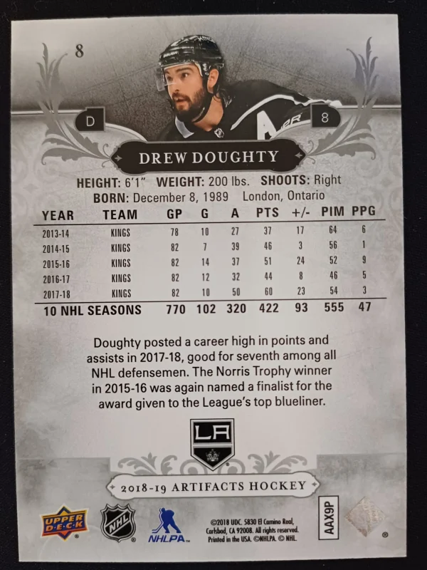 2018/2019 Upper Deck Artifacts Aqua 8 Drew Doughty Paralel 37/45 - Image 2