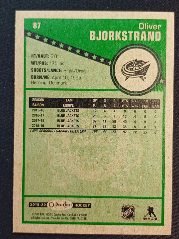 2019/2020 Upper Deck O-Pee-Chee Retro 87 Oliver Bjorkstrand Paralel - Image 2