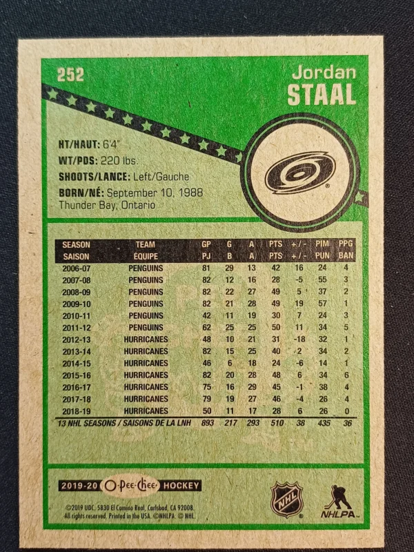 2019/2020 Upper Deck O-Pee-Chee Retro 252 Jordan Staal Paralel - Image 2