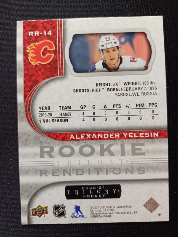 2020/2021 Upper Deck Trilogy Rookie Renditions RR-14 Alexander Yelesin Inzert - Image 2