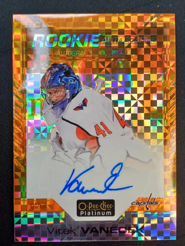 2020/2021 Upper Deck OPC Platinum Orange Checkers AUTO RVV Vitek Vanecek AUTO 10/15