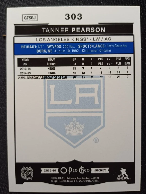 2015/2016 Upper Deck O-Pee-Chee Rainbow Foil 303 Tanner Pearson Paralel - Image 2