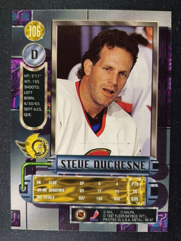 1996/1997 Fleer Metal Universe Base 106 Steve Duchesne - Image 2