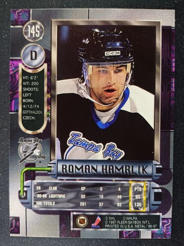 1996/1997 Fleer Metal Universe Base 145 Roman Hamrlik - Image 2