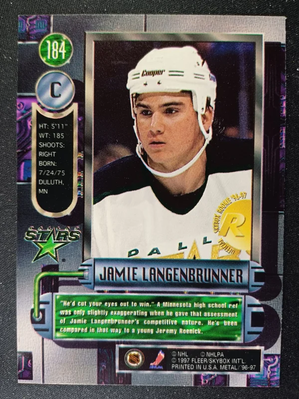 1996/1997 Fleer Metal Universe Base 184 Jamie Langenbrunner - Image 2