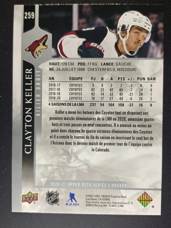 2020/2021 Upper Deck Series 2 Base French 259 Clayton Keller Paralel - Image 2