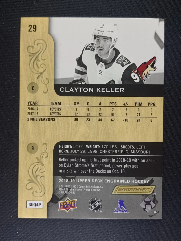 2018/2019 Upper Deck Engrained Base 29 Clayton Keller 027/299 - Image 2