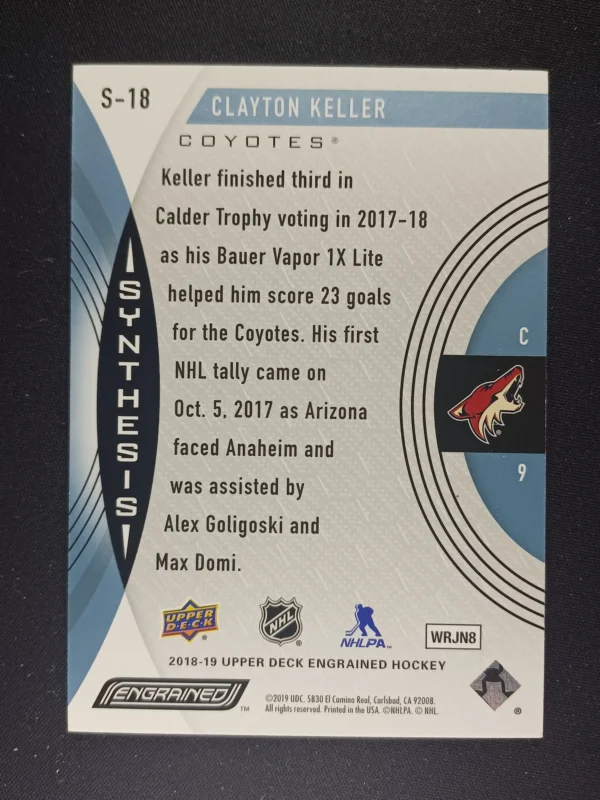 2018/2019 Upper Deck Engrained Synthesis S-18 Clayton Keller Inzert - Image 2