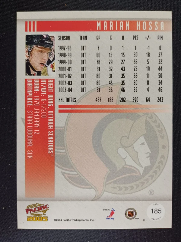 2004/2005 Pacific 2005 Red 185 Marian Hossa Paralel - Image 2