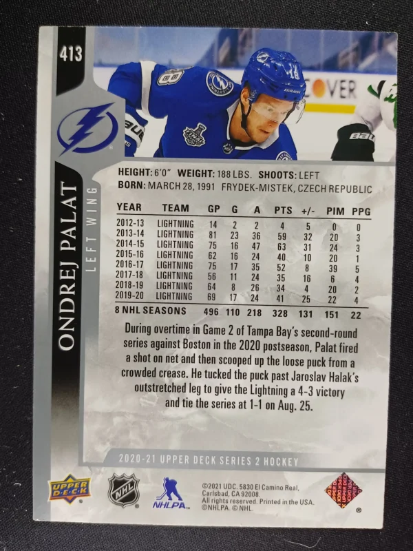 2020/2021 Upper Deck Series 2 Base 413 Ondrej Palat - Image 2