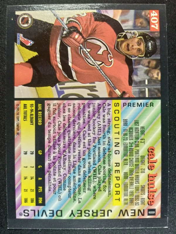 1994/1995 Topps OPC Premier Base 407 Cale Hulse - Image 2