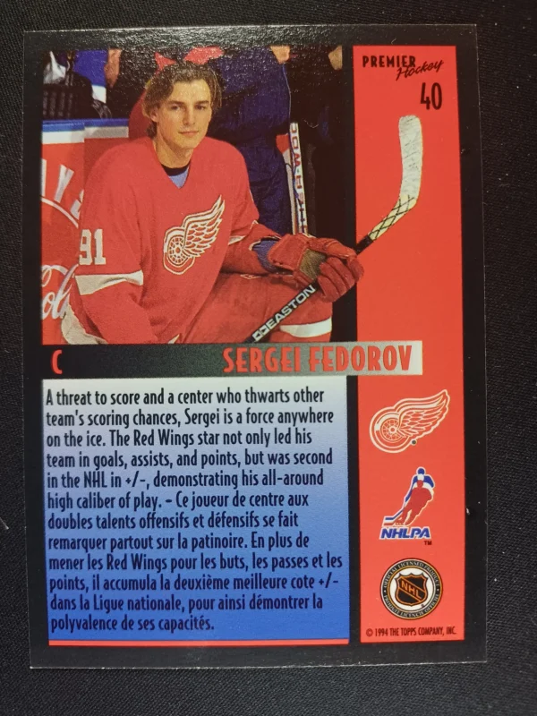 1994/1995 Topps OPC Premier Base 40 Sergei Fedorov - Image 2