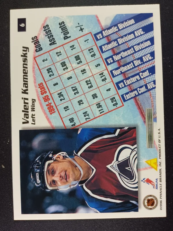1995/1996 Pinnacle Summit Base 6 Valeri Kamensky - Image 2