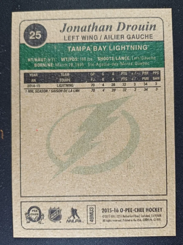 2015/2016 Upper Deck O-Pee-Chee Retro 25 Jonathan Drouin Paralel - Image 2