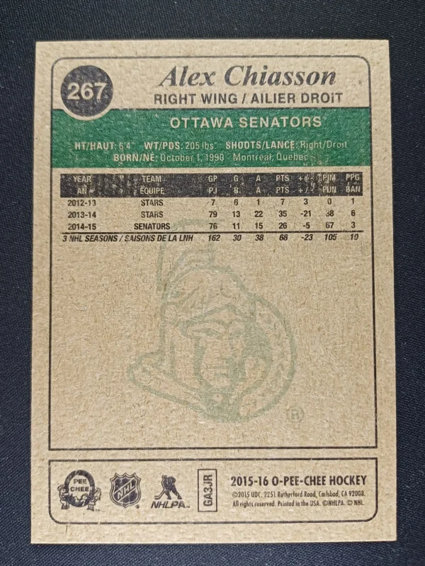 2015/2016 Upper Deck O-Pee-Chee Retro 267 Alex Chiasson Paralel - Image 2