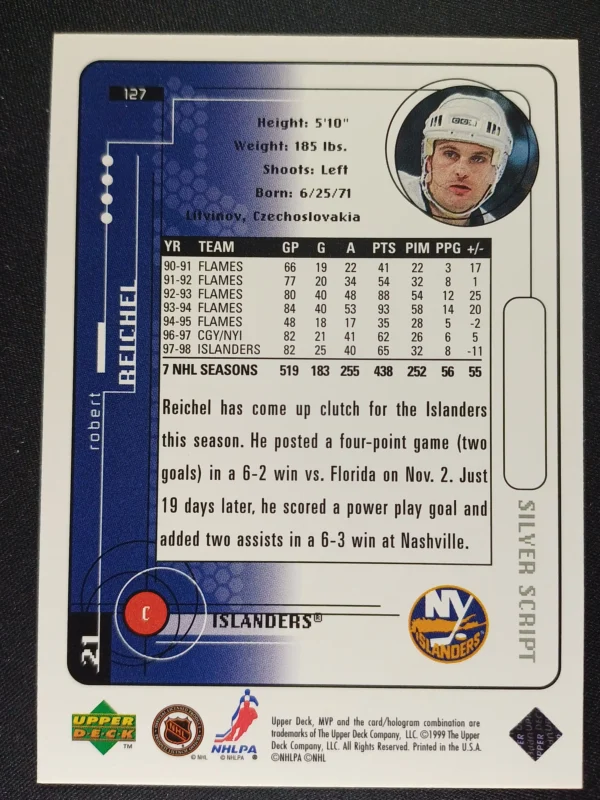 1998/1999 Upper Deck MVP Silver Script 127 Robert Reichel Paralel - Image 2