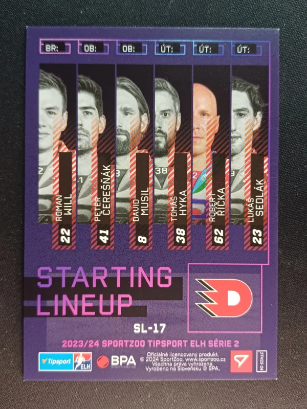 2023/2024 Sportzoo Serie 2 Starting Lineup SL-17 Robert Říčka Inzert - Image 2
