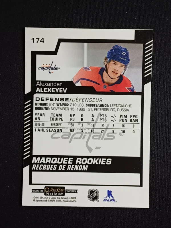 2020/2021 Upper Deck OPC Platinum Base 174 Alexander Alexeyev - Image 2