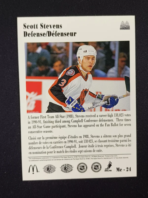 1991 Upper Deck McDonalds Base Mc-24 Scott Stevens - Image 2