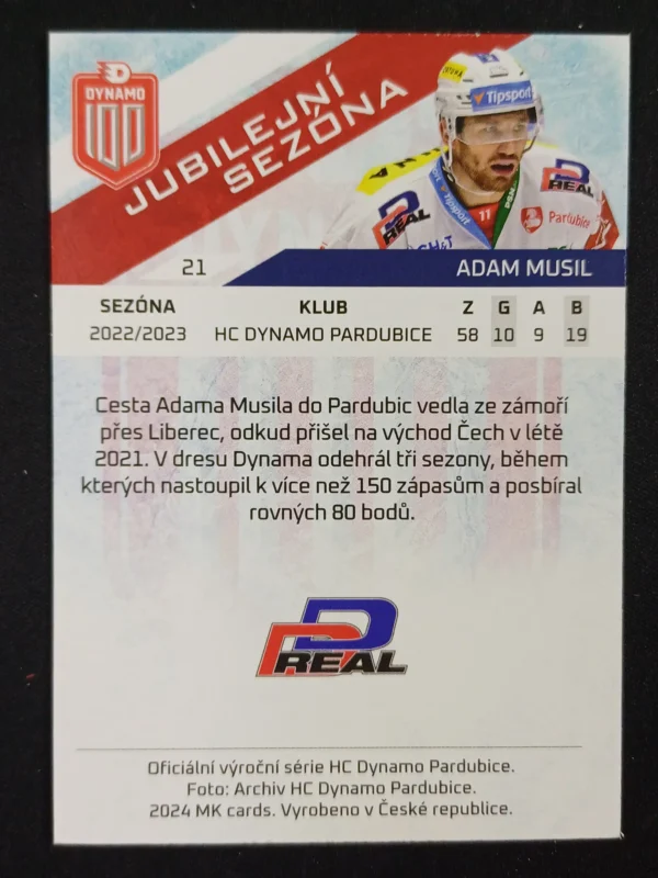 2024 Moje Kartičky Dynamo 100 Jubilejní Sezóna 21 Adam Musil - Image 2