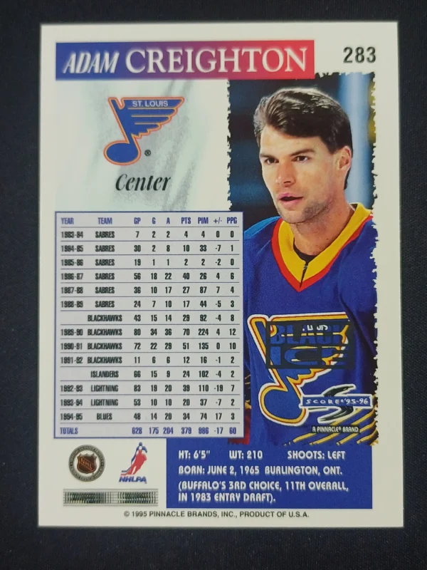 1995/1996 Pinnacle Score Black Ice Artist Proof 283 Adam Creighton Paralel - Image 2
