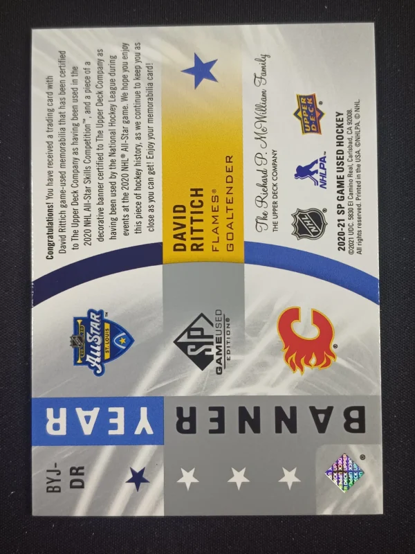 2020/2021 Upper Deck SPGU All-Star Game Banner Jersey Relics BYJ-DR David Rittich Jersey - Image 2