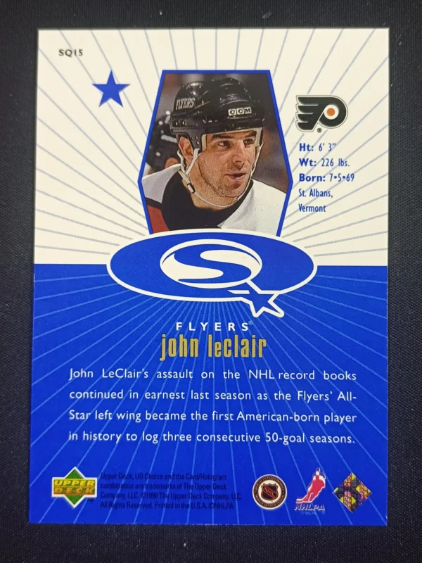 1998/1999 Upper Deck UD Choice Starquest Blue SQ15 John LeClair Inzert - Image 2