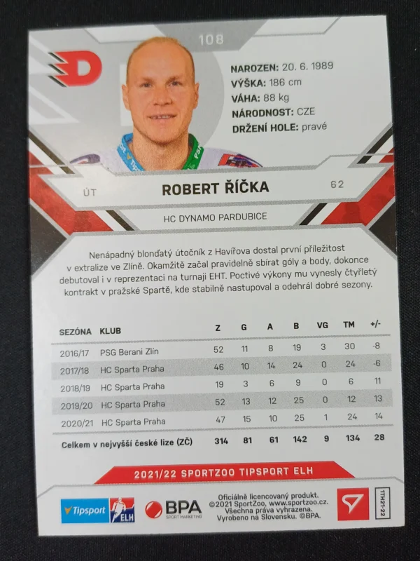 2021/2022 Sportzoo Serie 1 Base 108 Robert Říčka - Image 2