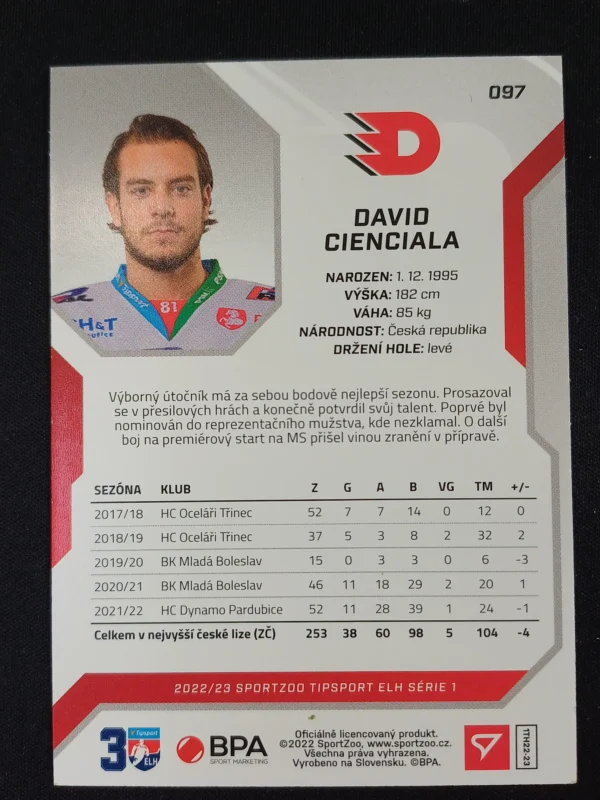 2022/2023 Sportzoo Serie 1 Base 97 David Cienciala - Image 2