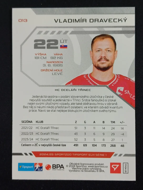 2024/2025 Sportzoo Serie 1 Puck Marks 13 Vladimír Dravecký Paralel - Image 2