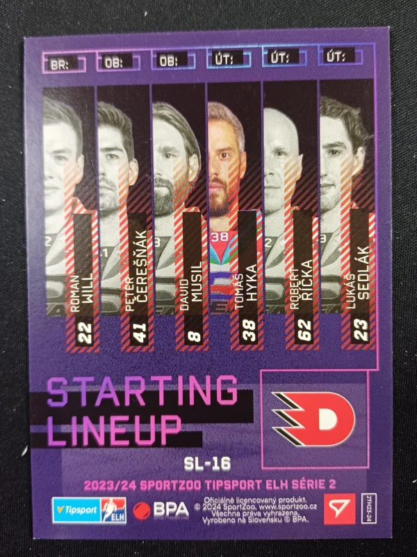 2023/2024 Sportzoo Serie 2 Starting Lineup SL-16 Tomáš Hyka Inzert - Image 2
