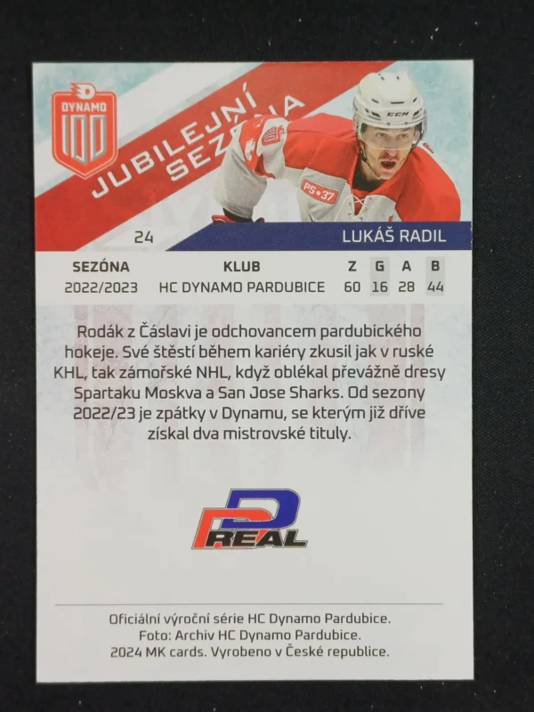2024 Moje Kartičky Dynamo 100 Jubilejní Sezóna 24 Lukáš Radil - Image 2