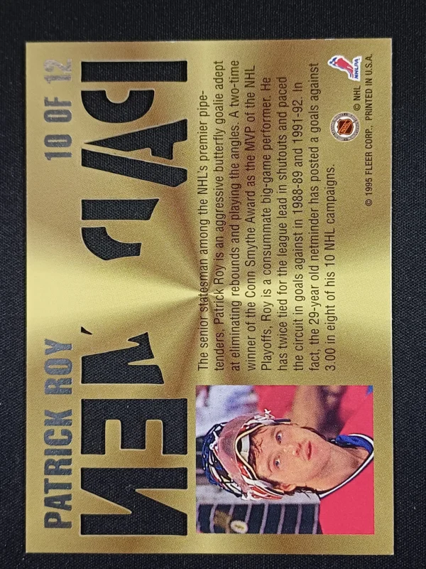 1995/1996 Fleer Ultra Pad Men Gold Medallion 10 of 12 Patrick Roy Paralel - Image 2