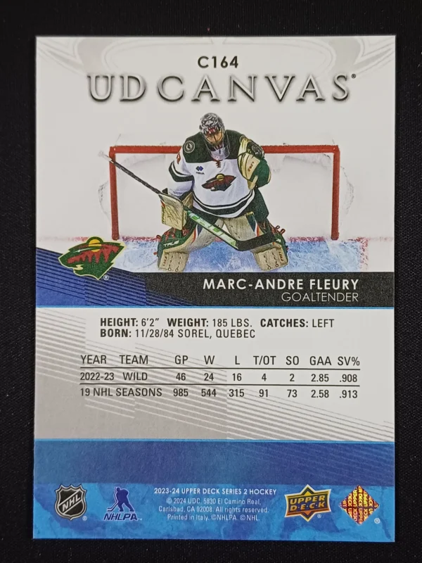 2023/2024 Upper Deck Series 2 Canvas C164 Marc-Andre Fleury Inzert - Image 2