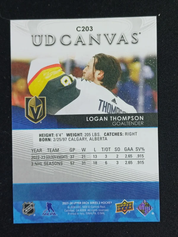2023/2024 Upper Deck Series 2 Canvas C203 Logan Thompson Inzert - Image 2