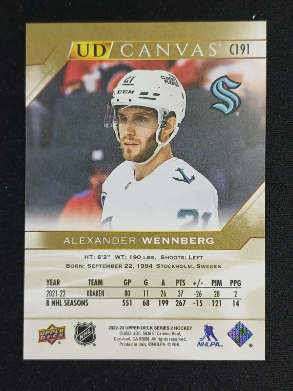 2022/2023 Upper Deck Series 2 Canvas C191 Alexander Wennberg Inzert - Image 2
