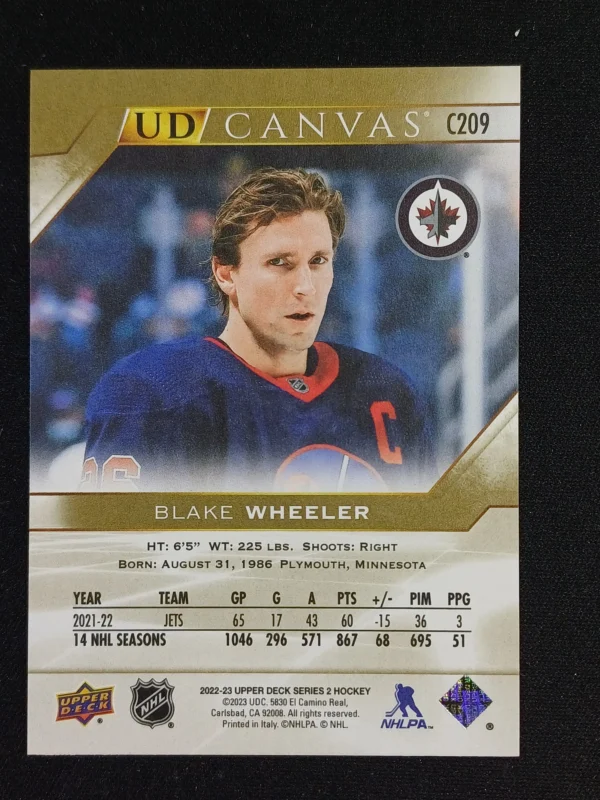 2022/2023 Upper Deck Series 2 Canvas C209 Blake Wheeler Inzert - Image 2