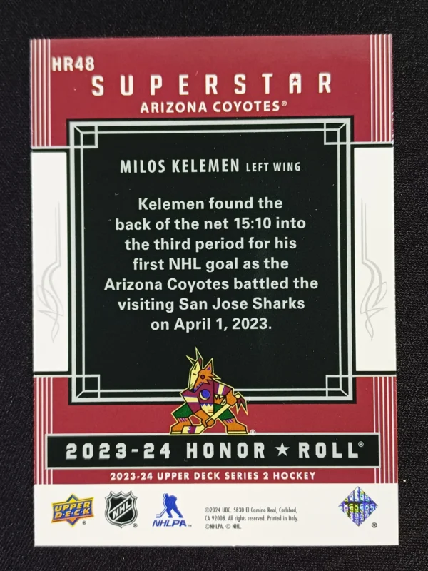 2023/2024 Upper Deck Series 2 Honor Roll HR-48 Milos Kelemen Inzert - Image 2