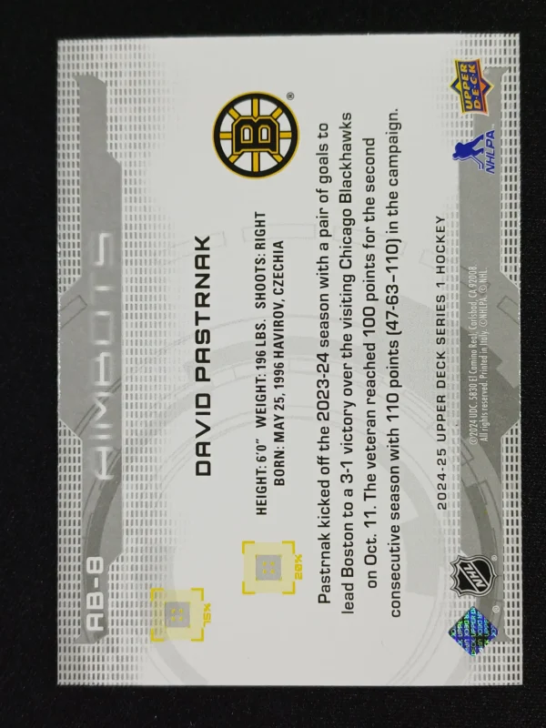 2024/2025 Upper Deck Series 1 Aimbots AB-8 David Pastrnak Inzert - Image 2