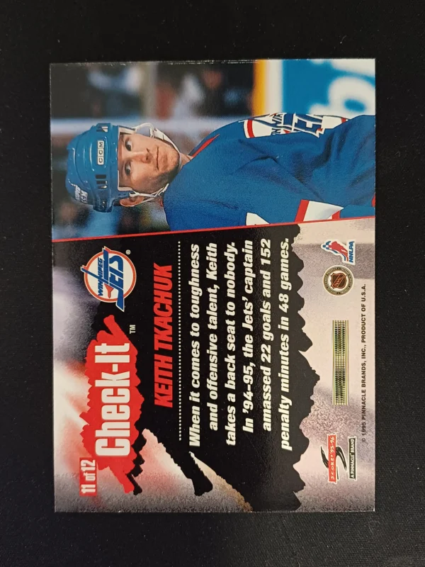 1995/1996 Pinnacle Score Check-It 11 of 12 Keith Tkachuk Inzert - Image 2