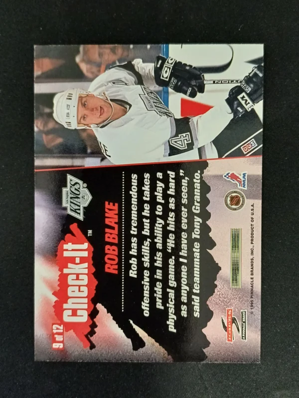 1995/1996 Pinnacle Score Check-It 9 of 12 Rob Blake Inzert - Image 2