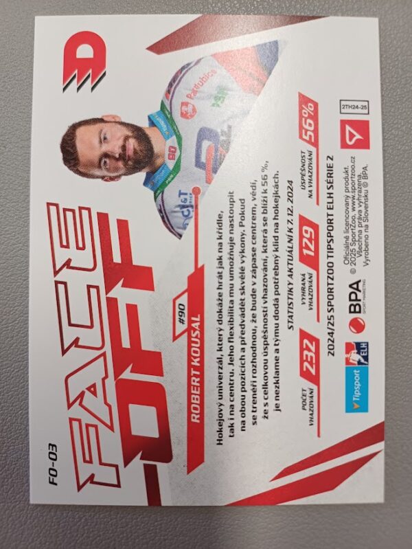 2024/2025 Sportzoo Serie 2 Face-Off FO-03 Robert Kousal Inzert - Image 2