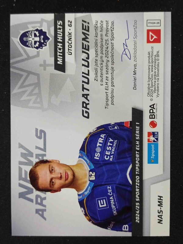 2024/2025 Sportzoo Serie 1 New Arrivals NAS-MH Mitch Hults AUTO 43/60 - Image 2