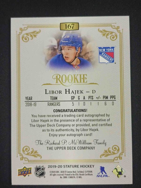 2019/2020 Upper Deck Stature Green Autographs 167 Libor Hajek AUTO 66/85 - Image 2