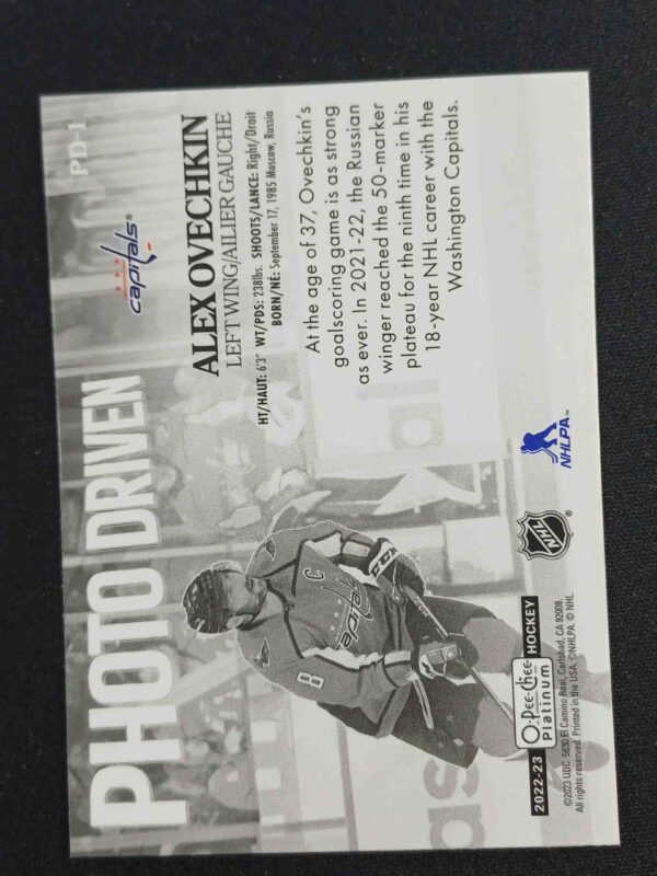 2022/2023 Upper Deck OPC Platinum Photo Driven PD-14 Alex Ovechkin Inzert - Image 2