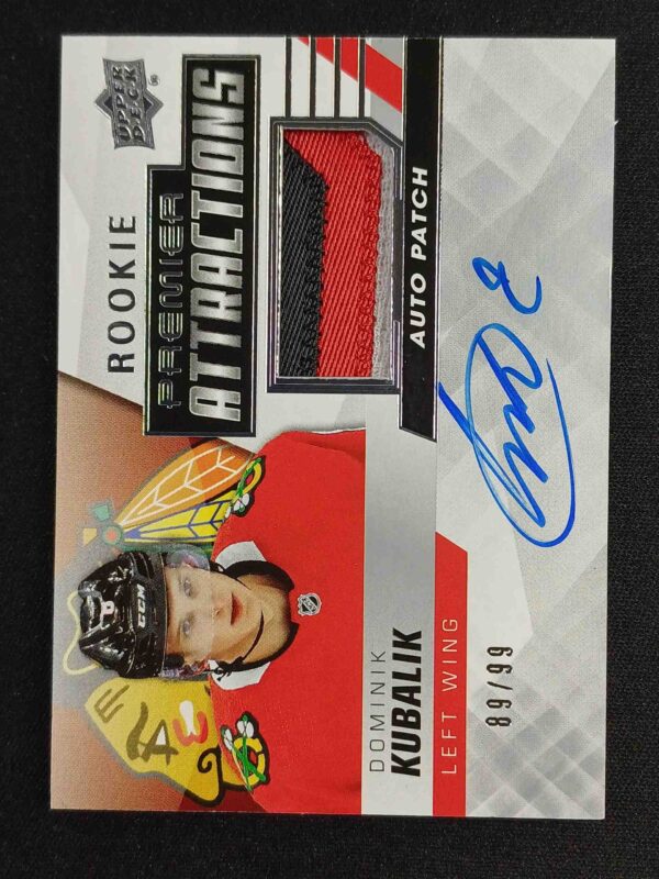 2019/2020 Upper Deck Premier Rookie Premier Attractions PA-DK Dominik Kubalik AUTO Patch 89/99
