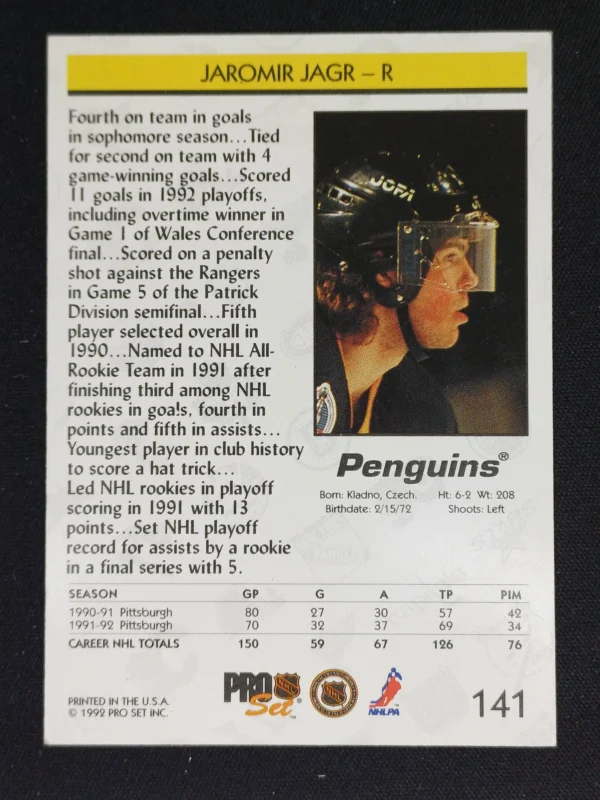 1991/1992 Upper Deck Series 2 Base 617 Jaromír Jágr - Image 2