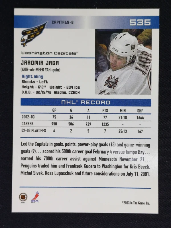 2003/2004 Pacific Action Base 535 Jaromír Jágr - Image 2