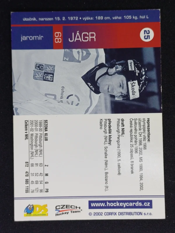 2002/2003 DS Cards Czech Hockey Team 25 Jaromír Jágr - Image 2